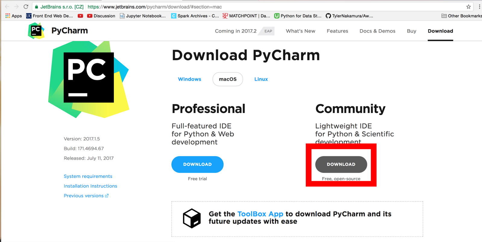 Download and install pycharm